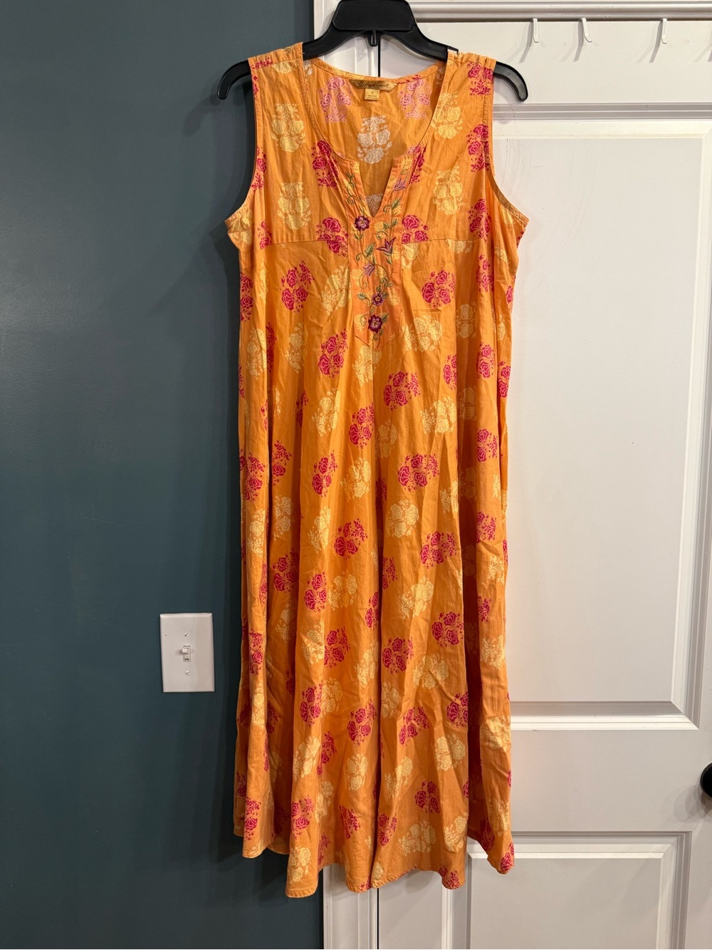 April Cornell Orange Floral Midi Dress